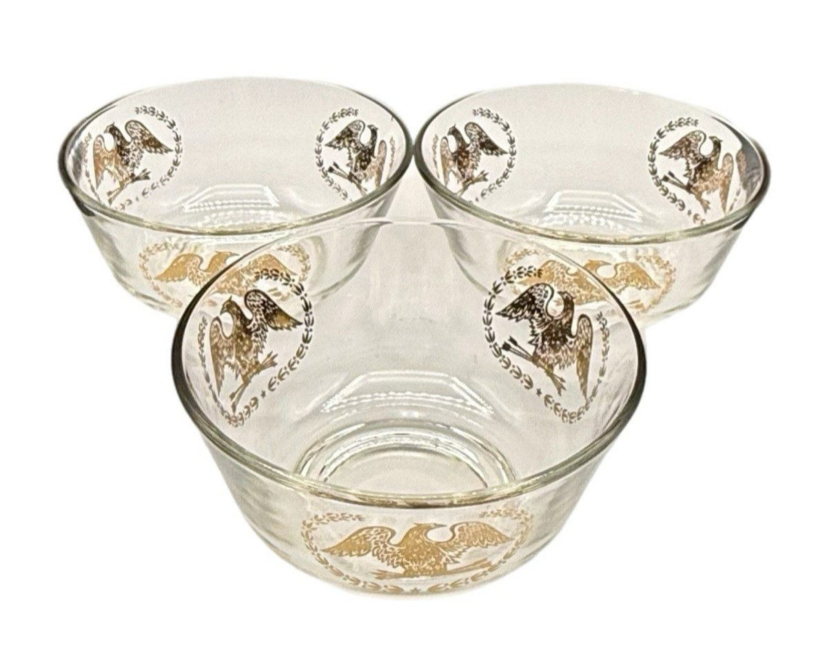 Vintage Candy Nut Relish Dishes Gold Gilt Americana Eagle Victory Wreath – Three