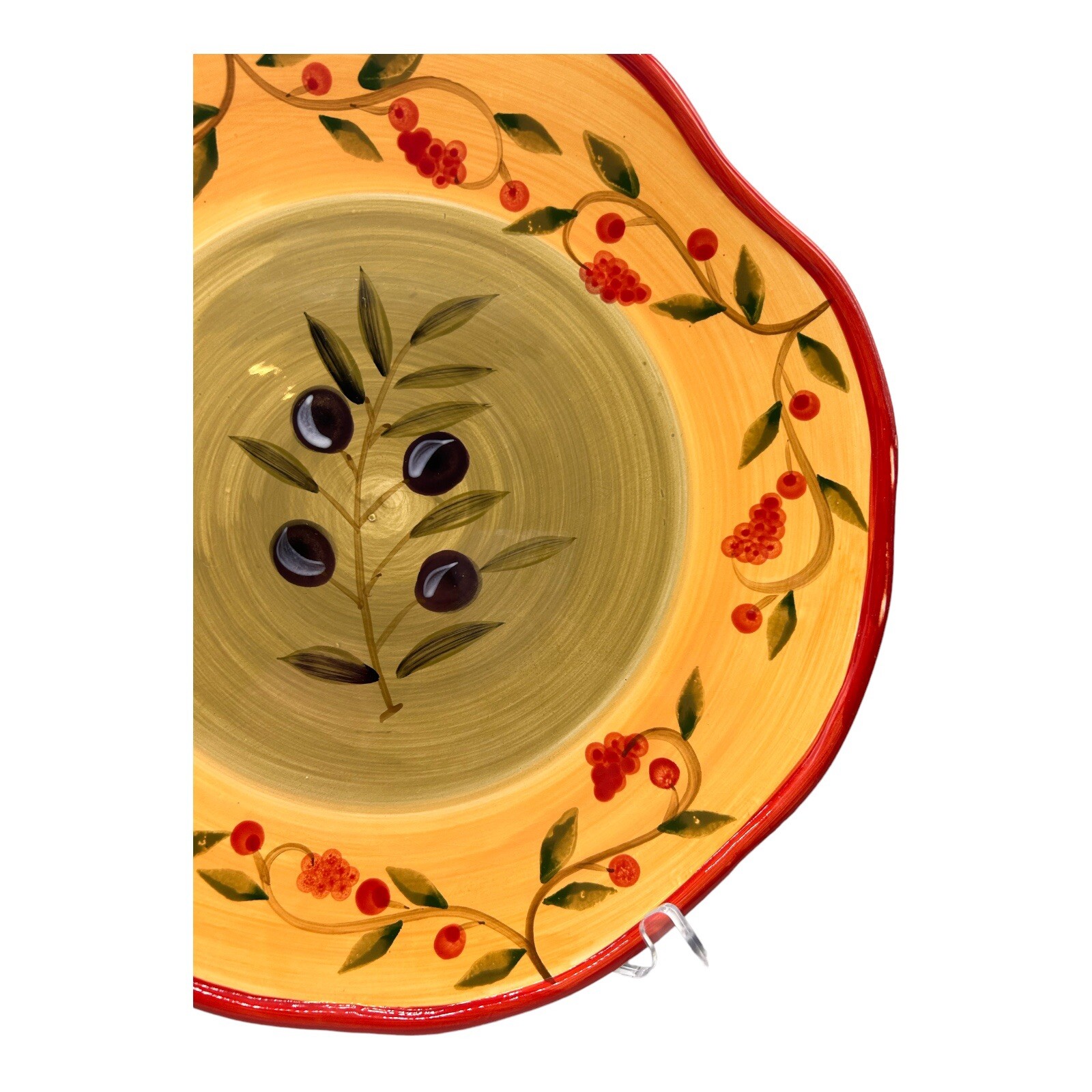 Primavera Hand Painted by Casa Elite Round Platter Olives & Orange Italian 12″