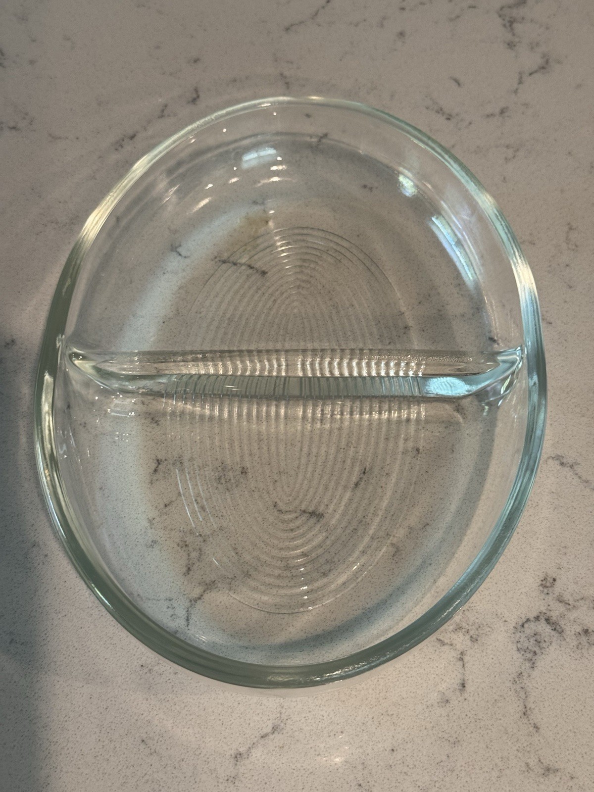 Vintage Glasbake 558 Divided Glass Baking Relish Serving Ribbed Dish Made in USA