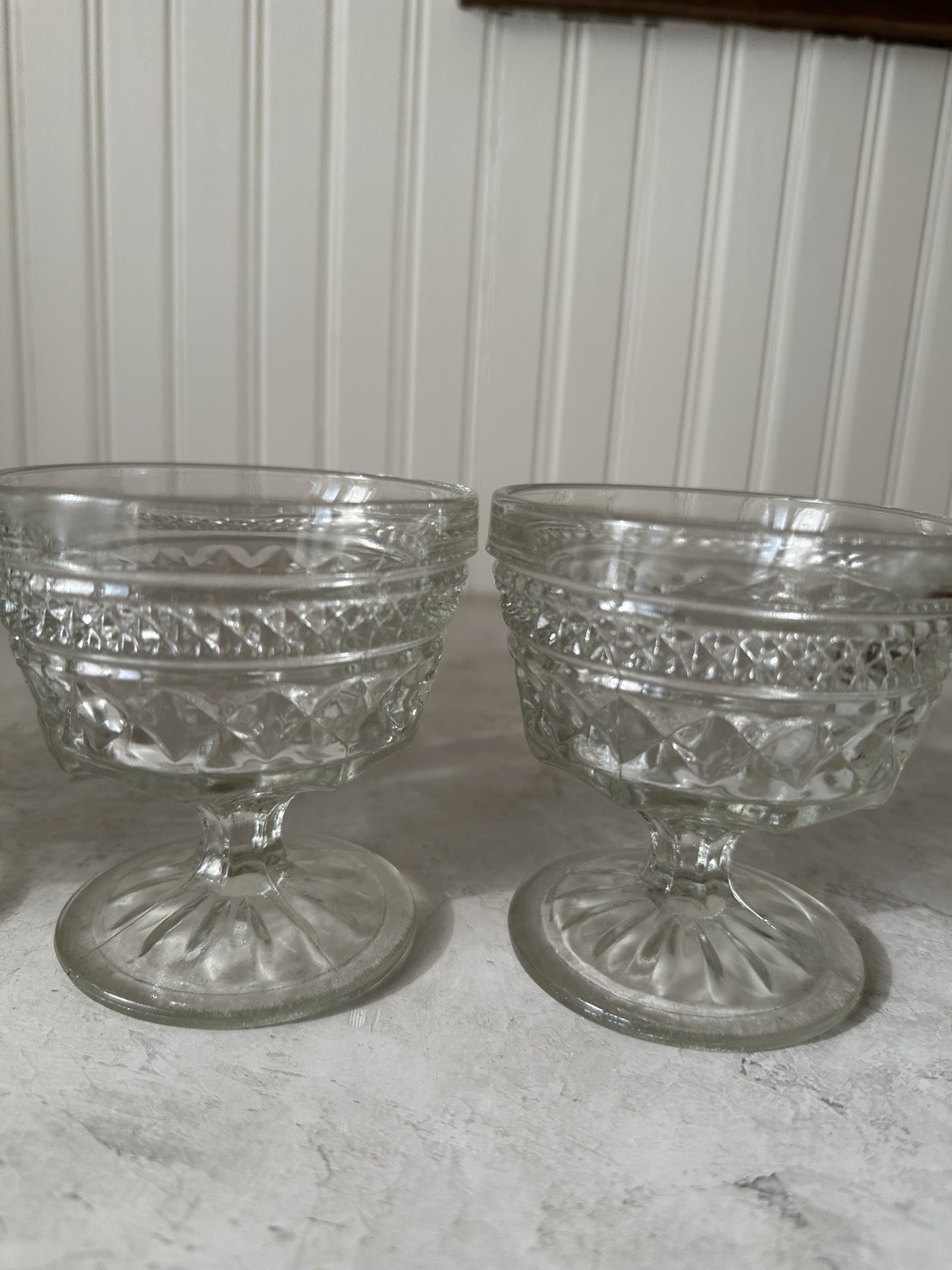 Set of 4 Anchor Hocking Wexford Clear Glass Dessert Cups Sherbet Dishes Vintage