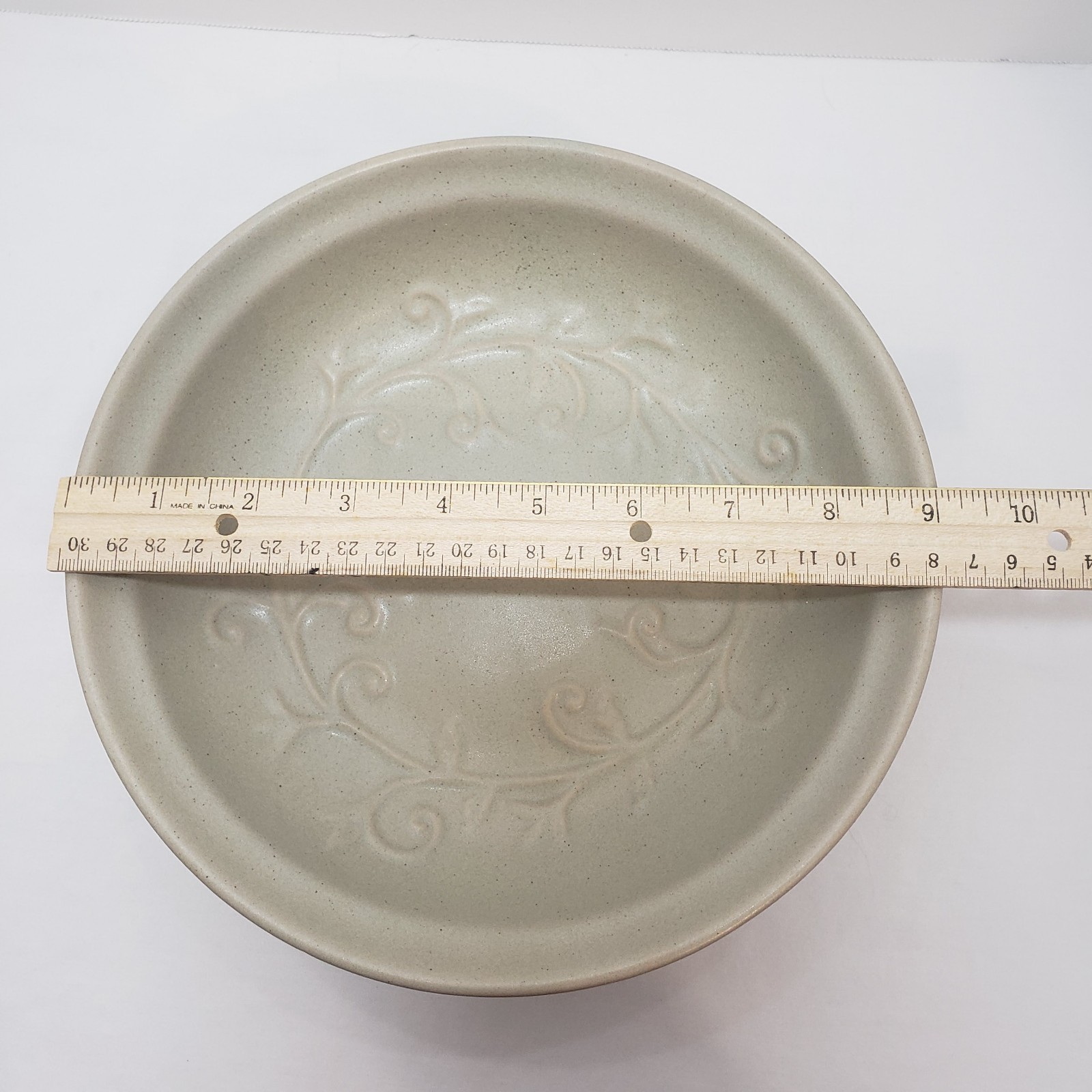 Vintage Pedestal Light Tan Fruit Bowl Ceramic