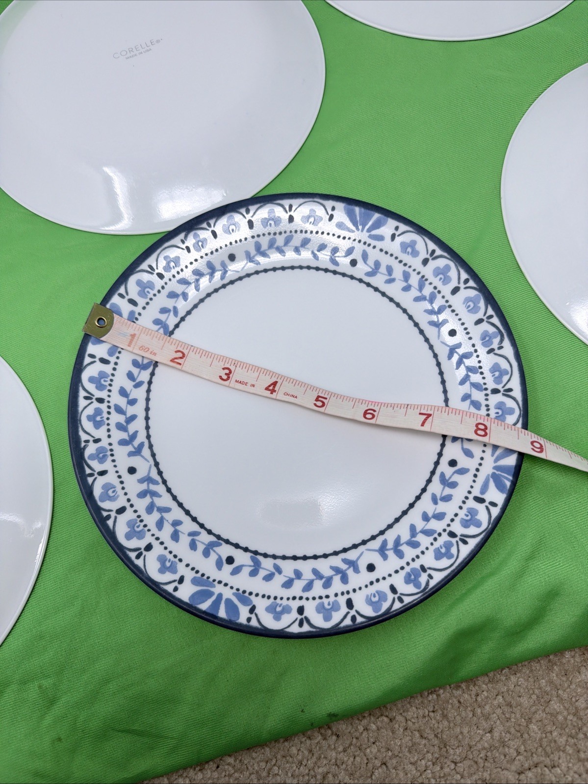 Corelle Vitrelle Portofino Salad/Luncheon Plates Blue Floral 8.5″, Set Of 6