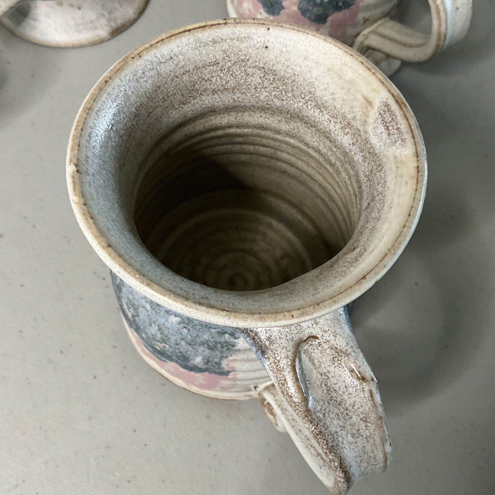 Art Pottery Tea Set 7 Piece Deborah Doran Studio Dundas Ontario Canada Pink Blue