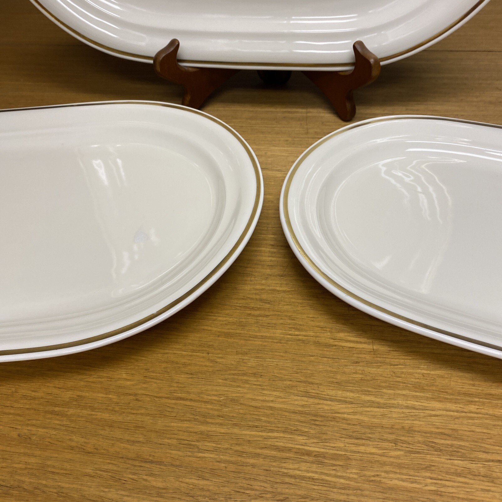 3 Vtg. Weimar Feodora Goldreif Ivory 16 1/2” – 15” – 13” Oval Serving Platter’s