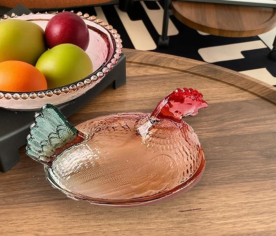Vintage Glass Hen on Nest Dish with Lid – Large Pedestal Rooster Glass Candy Bo