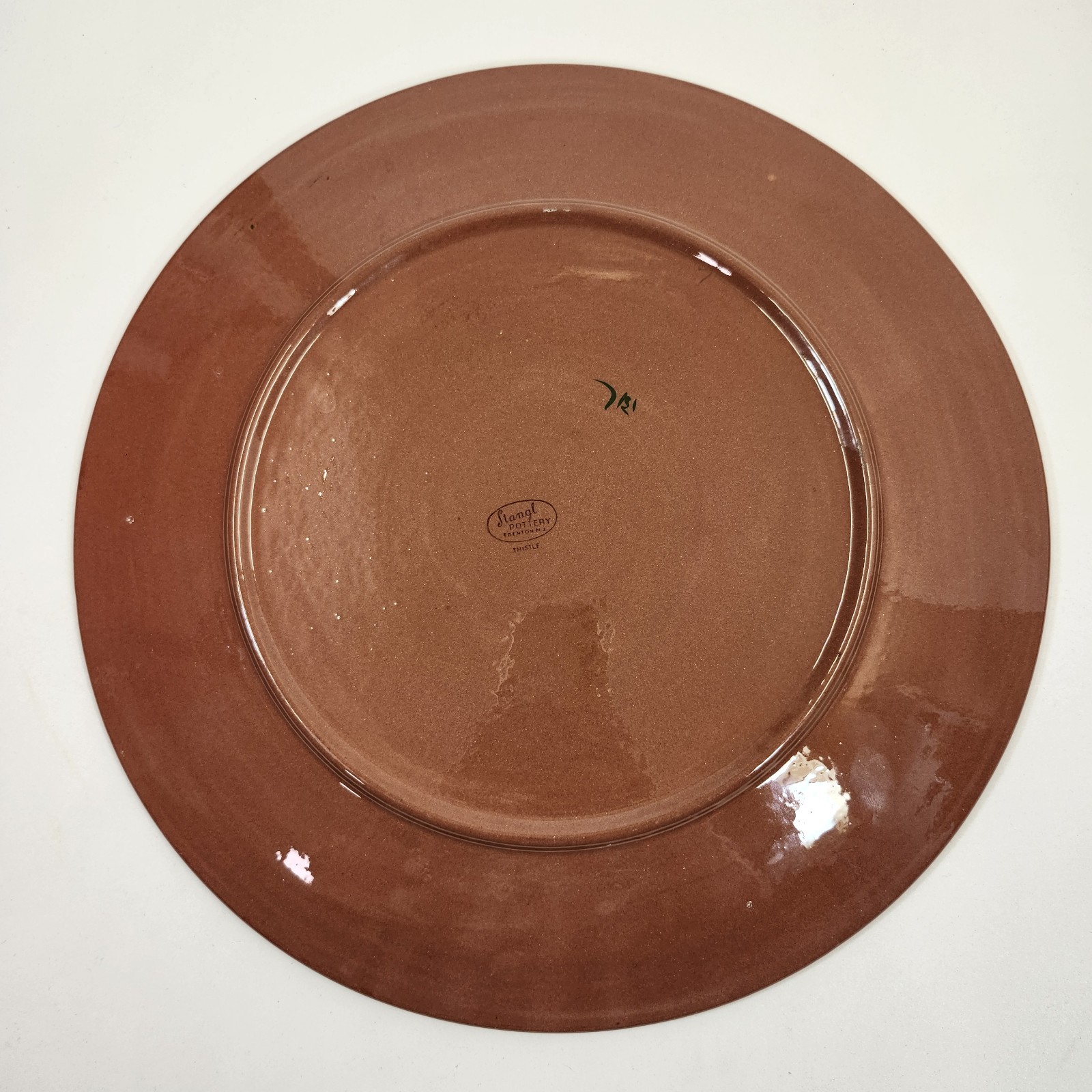 Stangl Thistle Pink 14″ Platter Chop Plate Round Vintage Handpainted Pottery USA