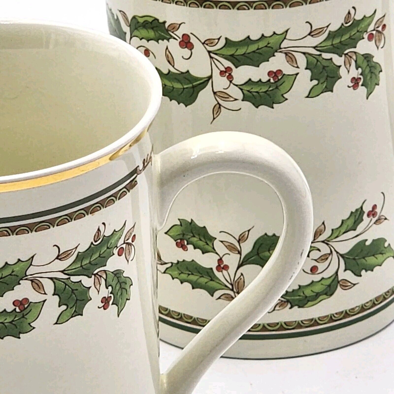 Set of 3 Konitz Germany Holly Holiday Home For The Holidays Porcelain Mugs 1994