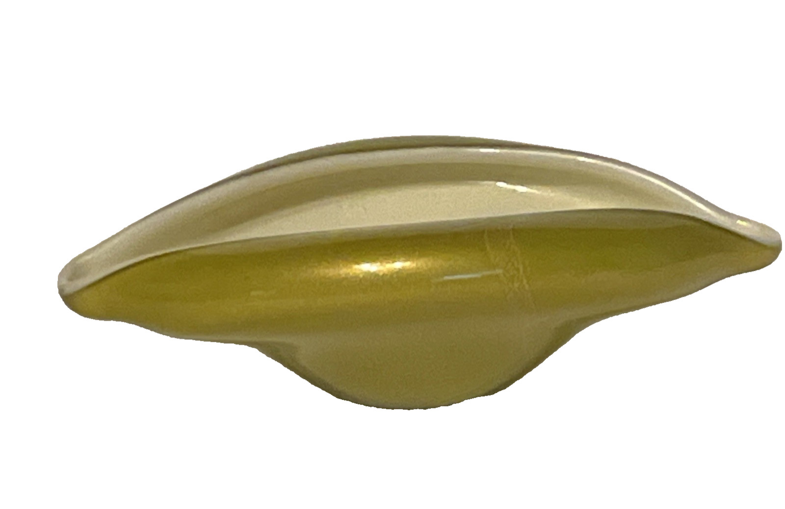 Mid Century Murano Olive Green Gold Fleck Leaf Barbini? Large Modernistic Bowl