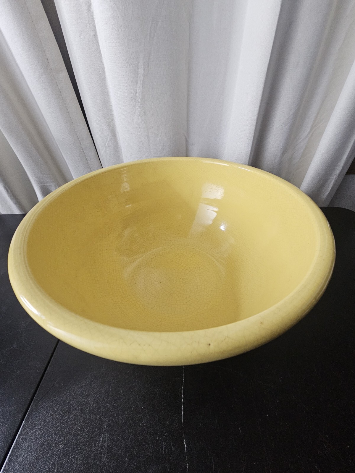 ANTIQUE YORK POTTERY YELLOWWARE BOWL 13 1/2″ 7 POUNDS