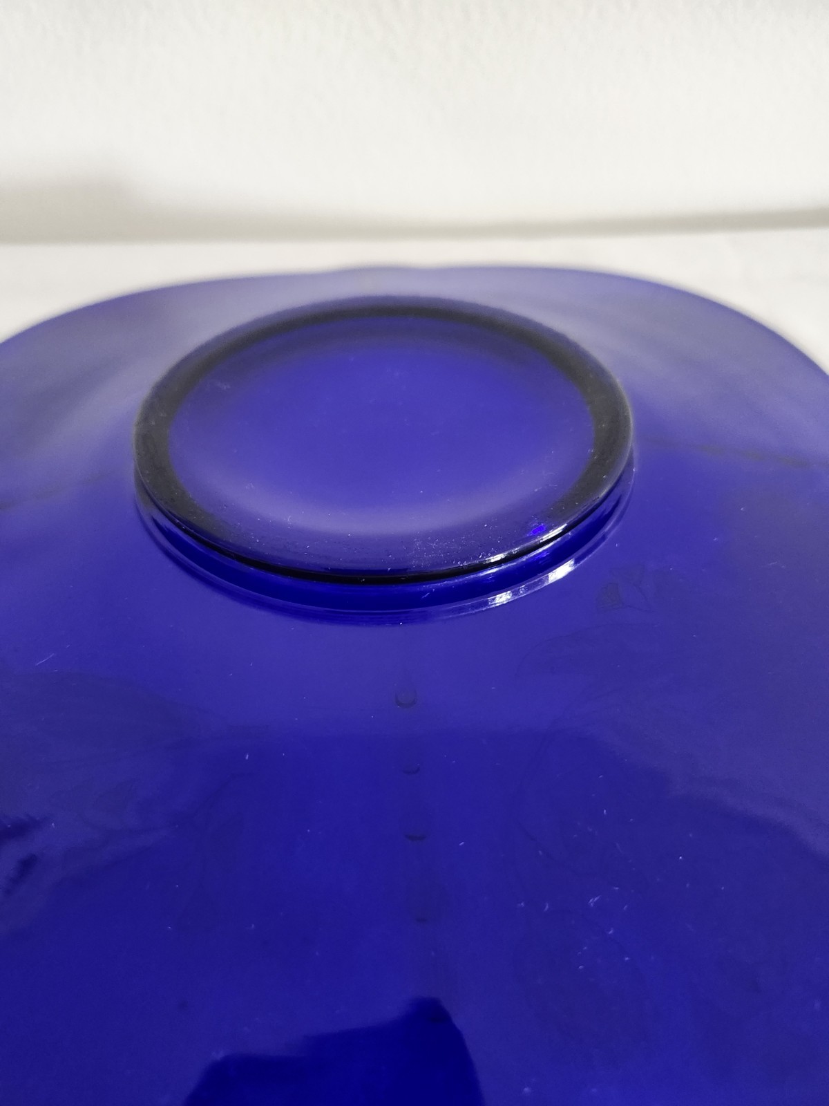 Paden City 10″ Cobalt Blue Glass Square Console Tray plate Orchids Crows feet