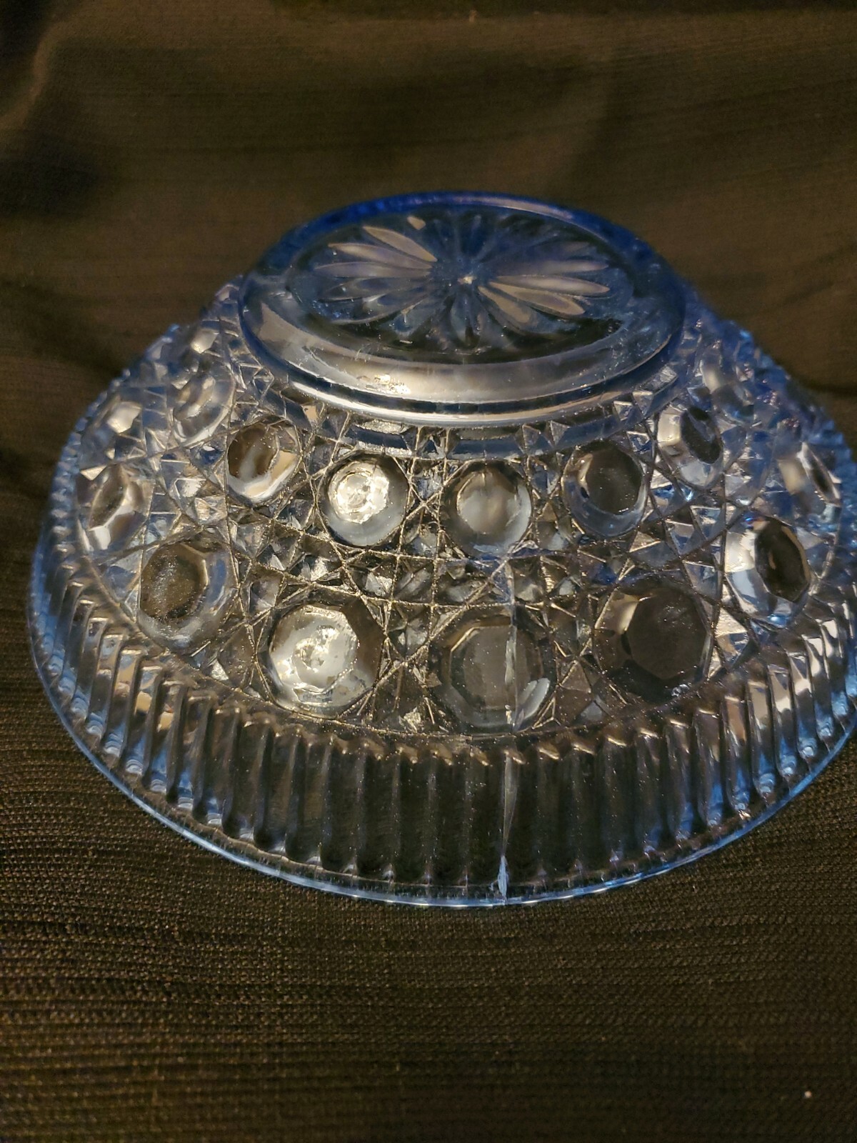Vintage Blue Indiana Glass Windsor Royal Brighton Pattern Covered Candy Dish