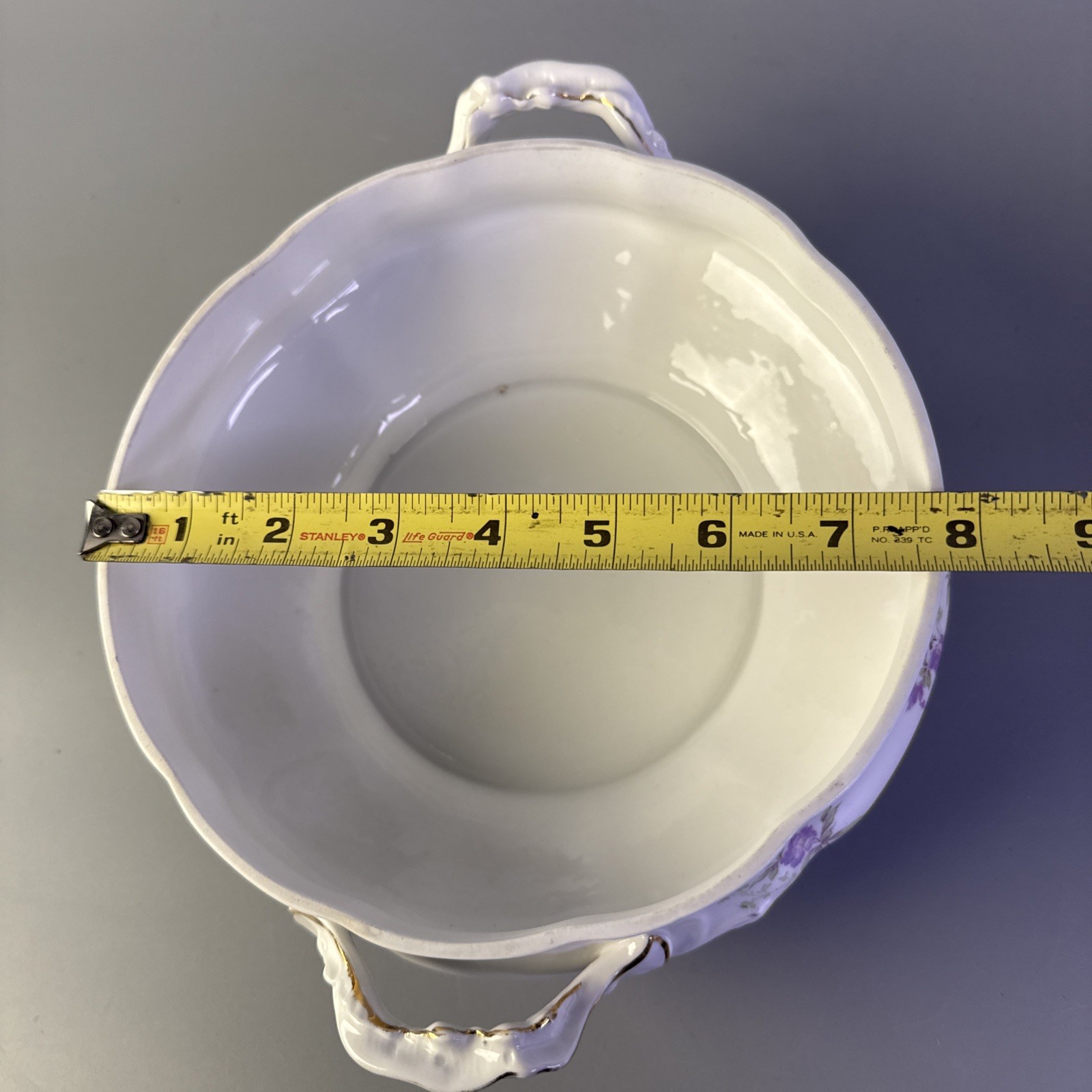 Austria Habsburg Purple Porcelain Covered Serving Tureen round 7.75 in diameter