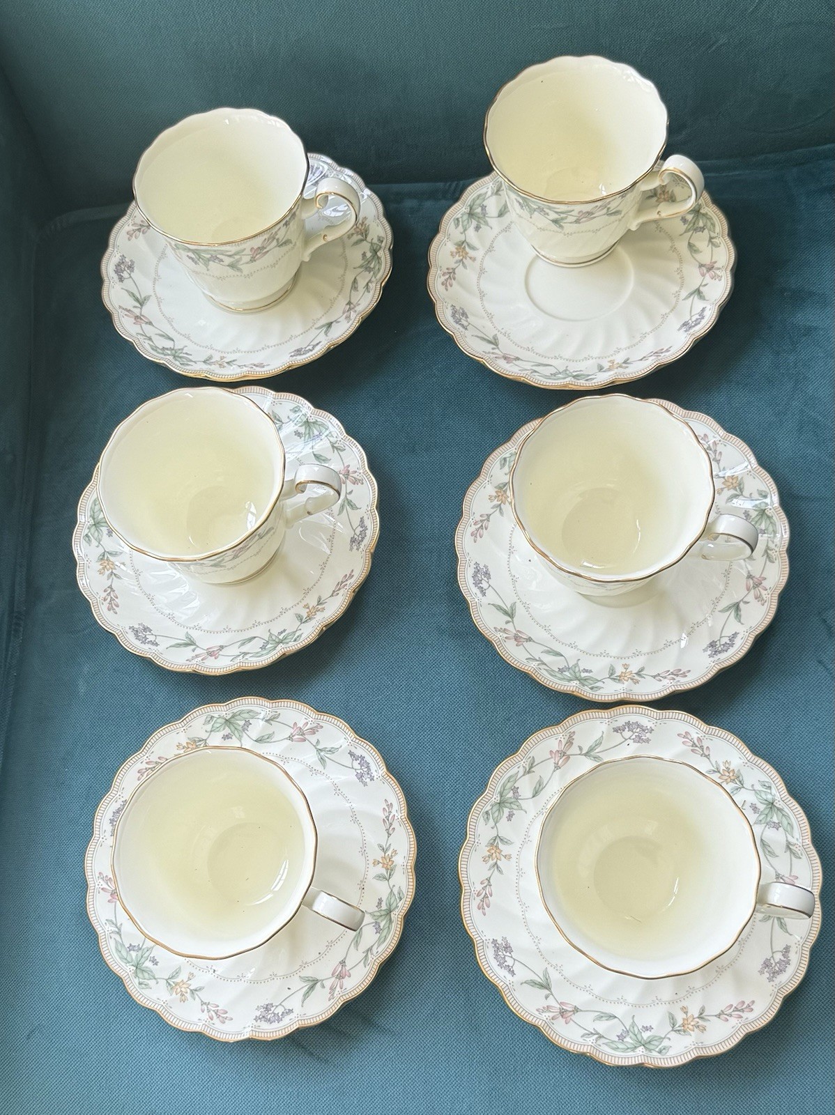 Noritake Bone China Teacup & Saucer Set Of 6, 4704 Brookhollow.