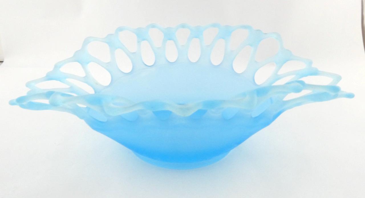 Westmoreland Doric Blue Frosted Satin Glass Centerpiece Bowl 12.75 Inches