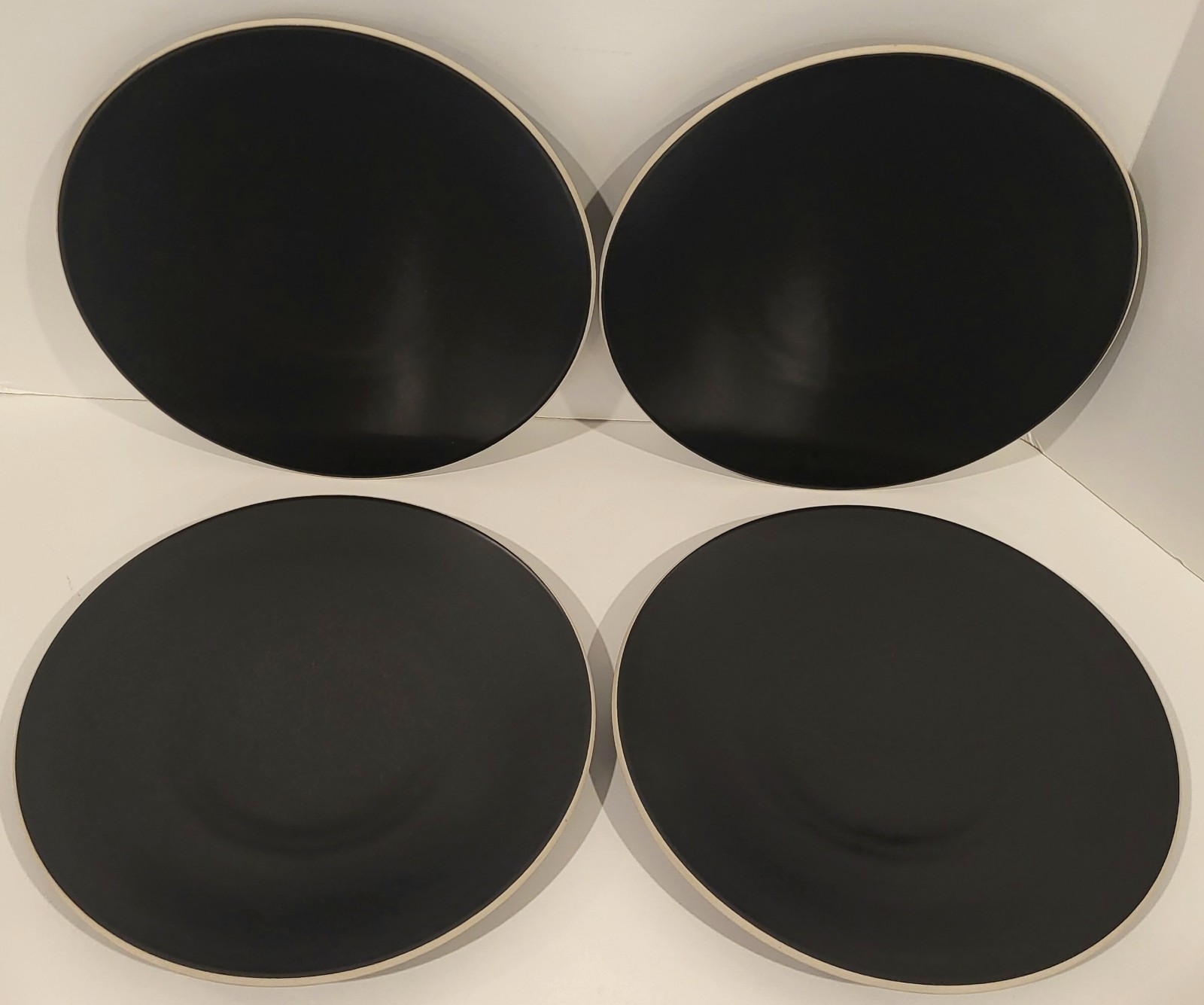 SASAKI COLORSTONE MATTE BLACK DINNER PLATE 10 3/4″ SET OF 4 JAPAN