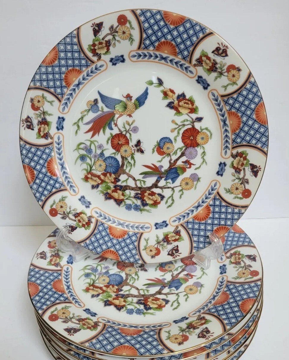 Set of 6 “CHINA GARDEN” 10 1/4″ DINNER PLATES MIKASA FINE CHINA OF JAPAN NOS