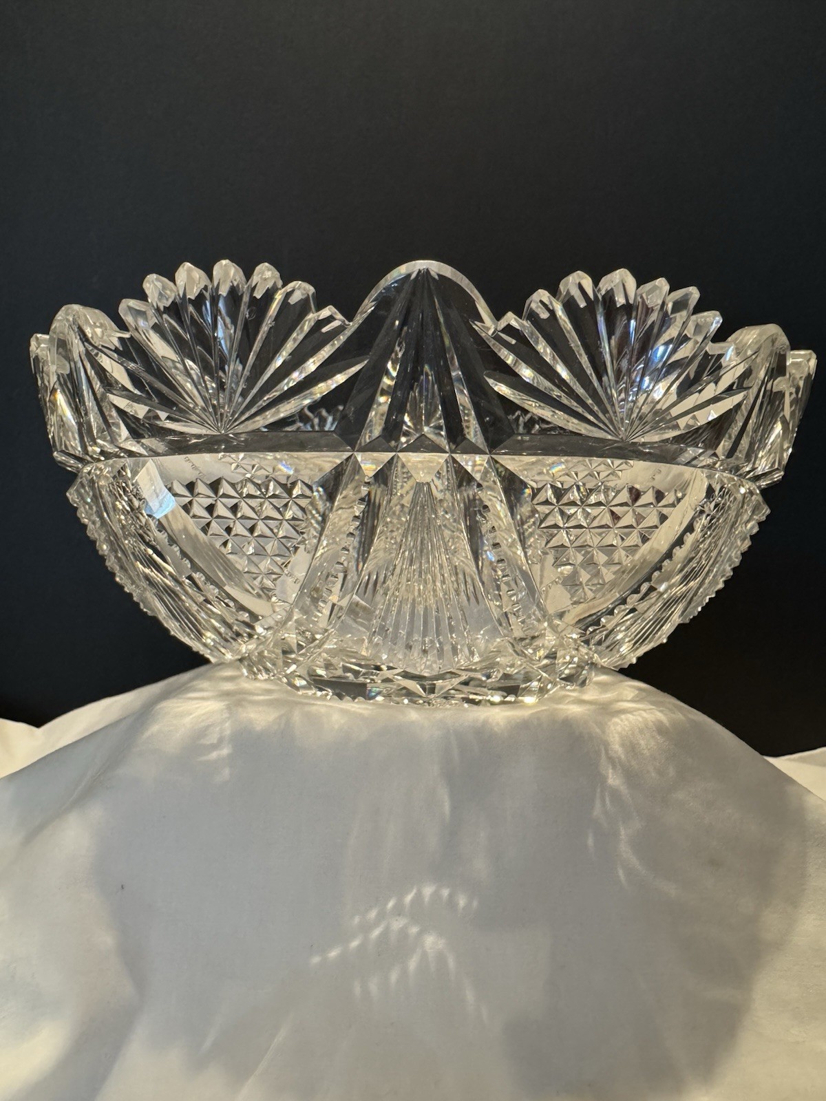 9” American Brilliant Period Crystal Glass Cut Bowl