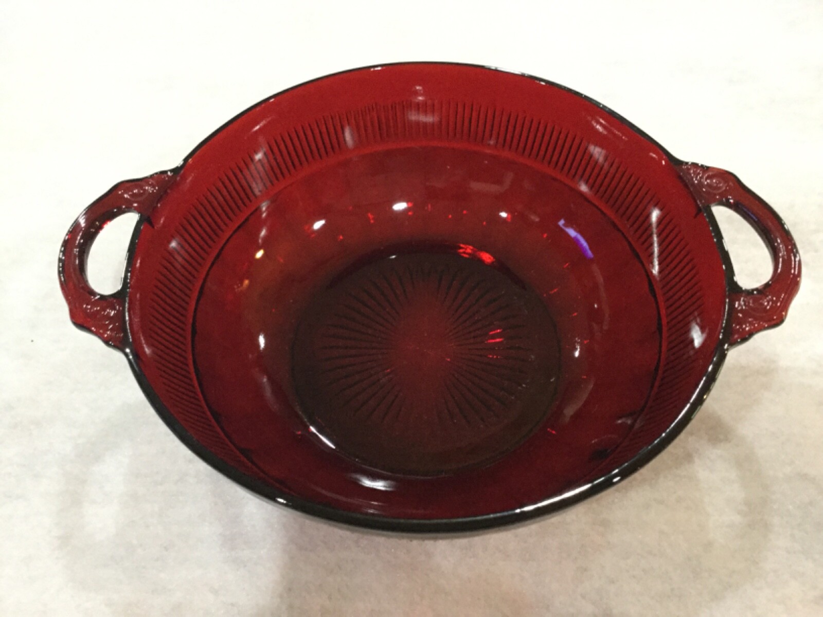 Beautiful twelve piece set of Royal Ruby bowls in “Coronation” pattern- Hocking