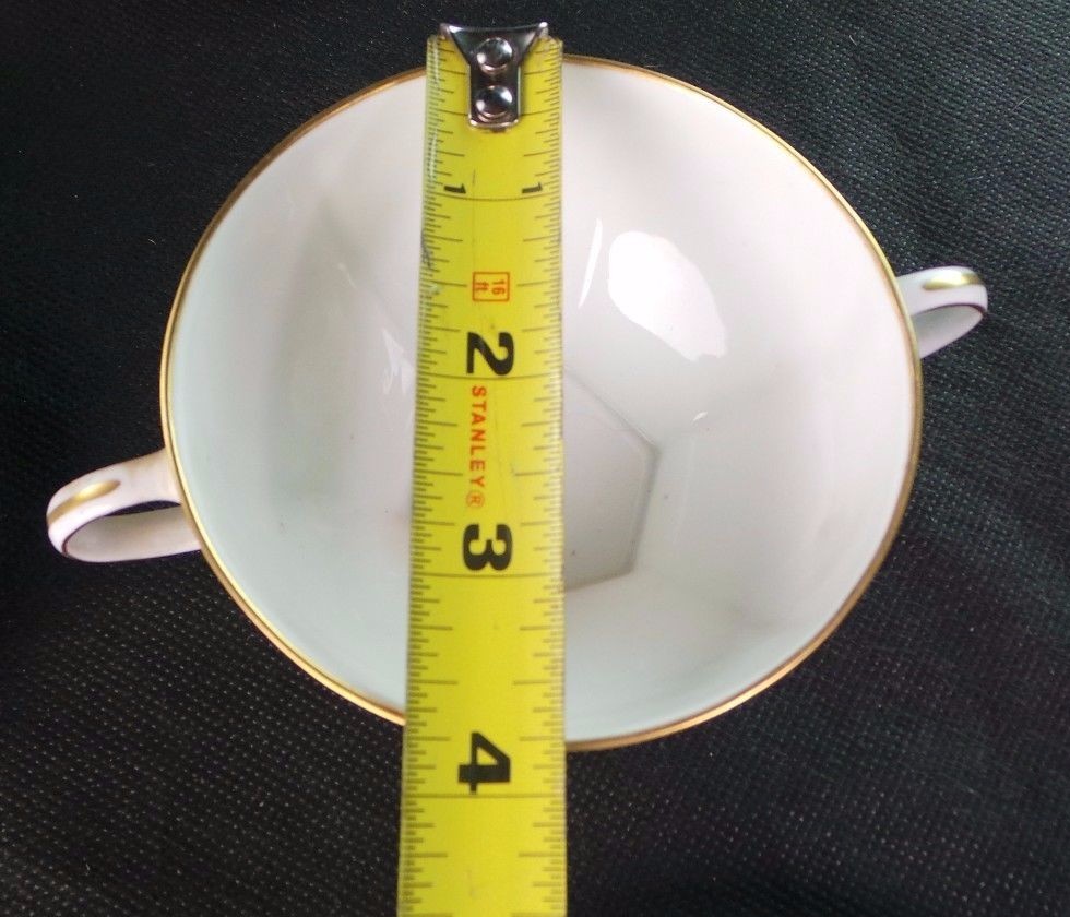 13 Howell & Hubbard / Hutschenreuther Soup Bouillon Wh & Cobalt Blue Hand Paint