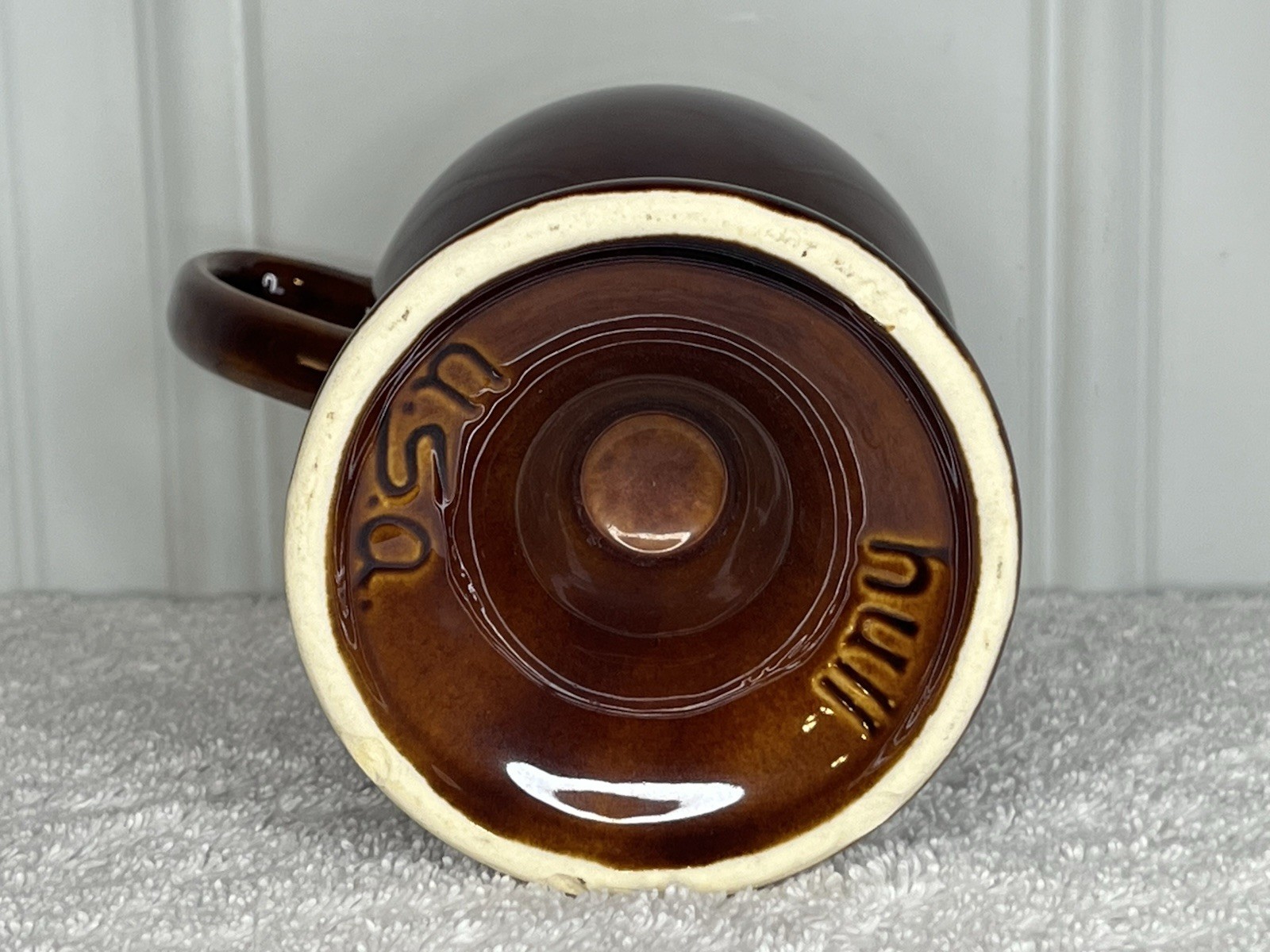 Set of 4 Vintage Hull Pottery Brown Drip Glaze Irish Coffee Pedestal Mugs 6″