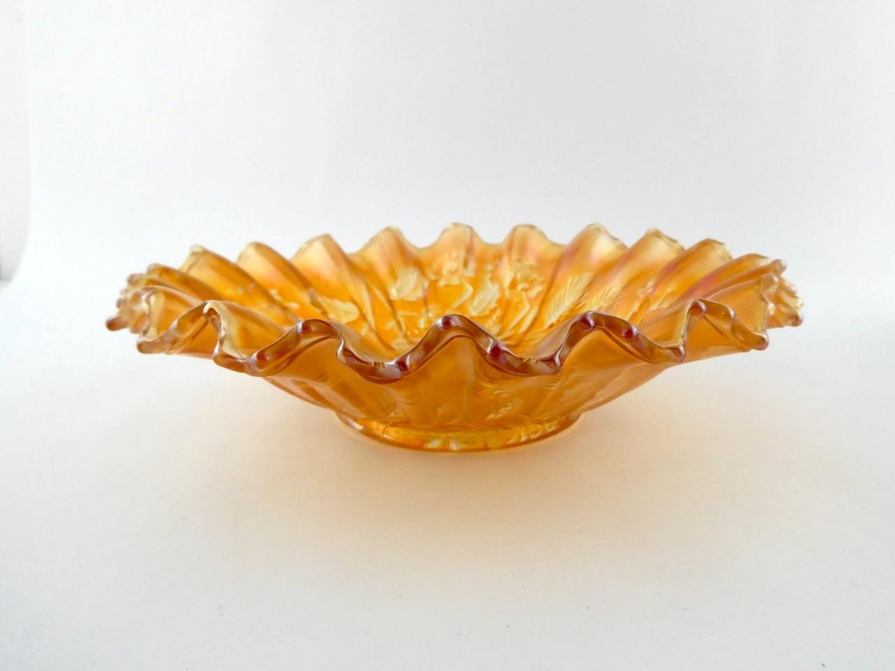 Northwood Marigold Carnival Glass Good Luck Bowl 8.5 Inch Diameter VERY GOOD