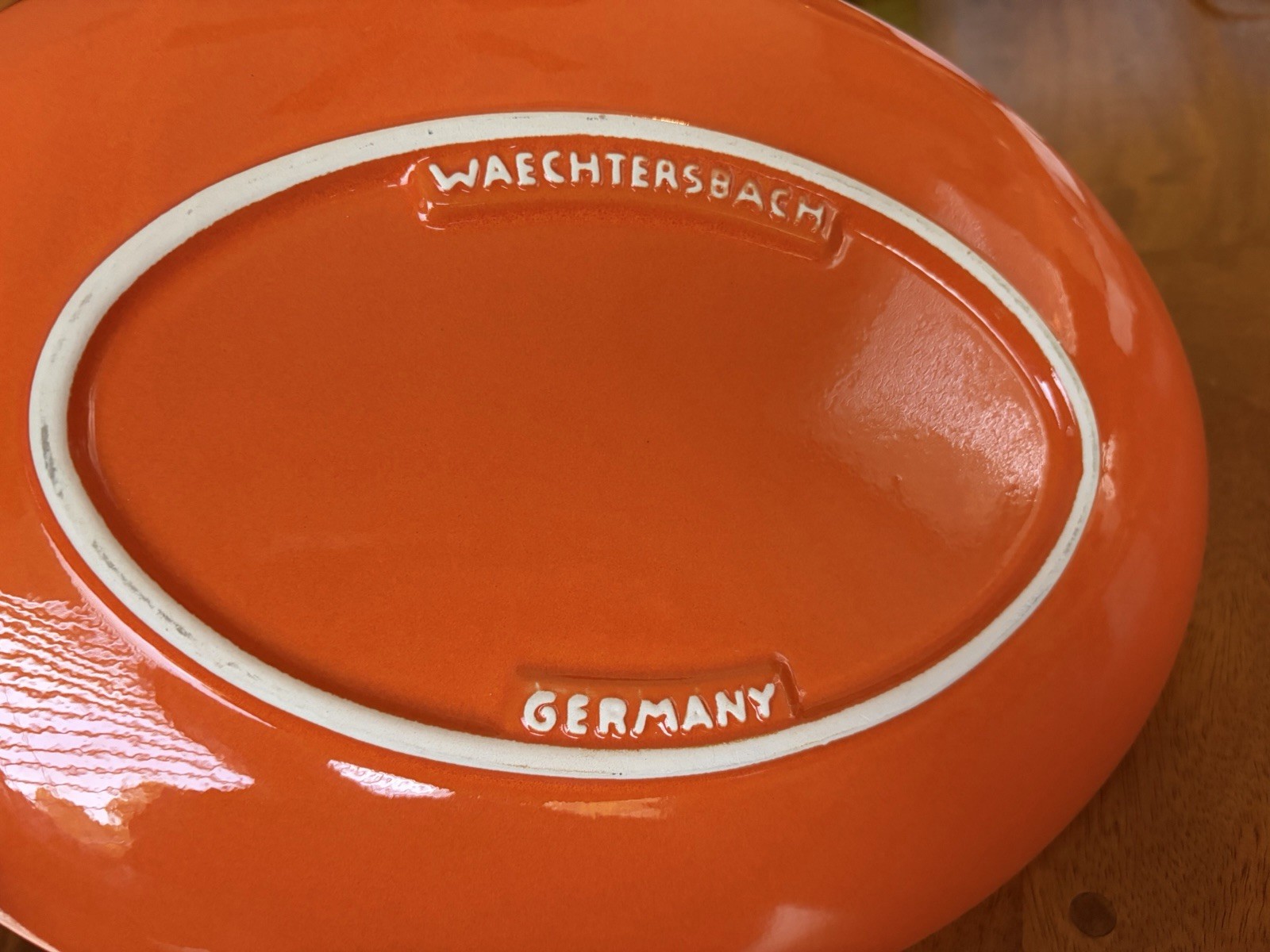 Halloween Pumpkin Waechtersbach Germany Embossed Mark 13” Oval Platter Orange