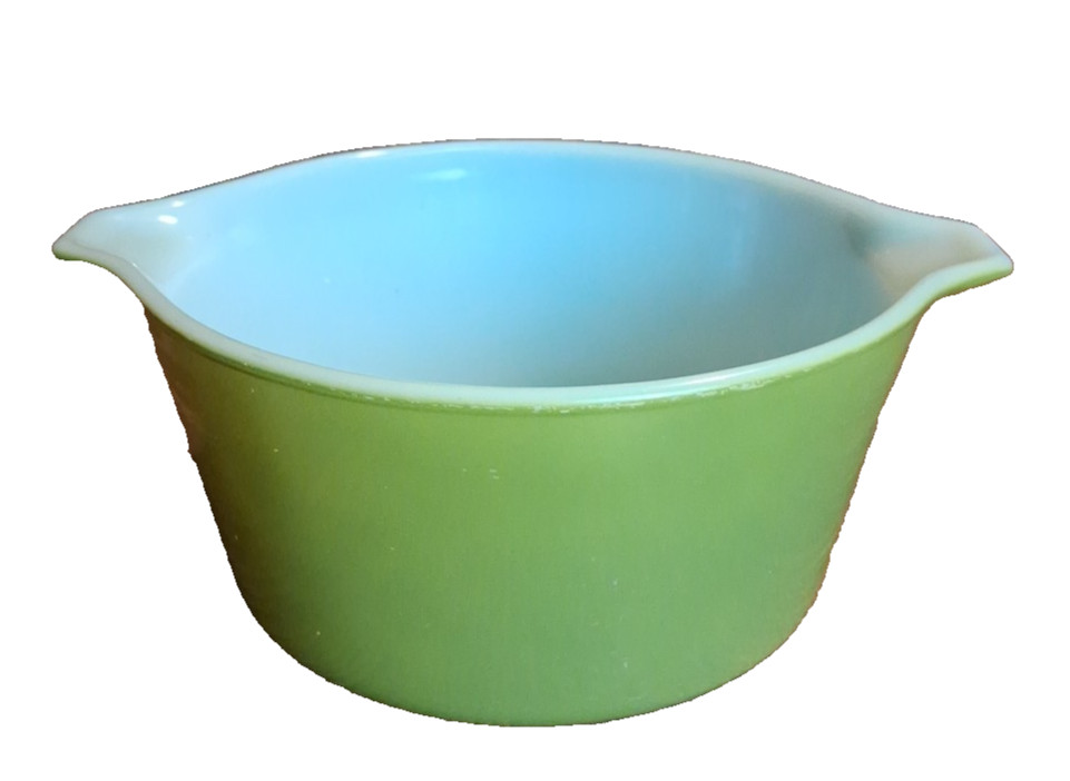 Pyrex Verde Olive Green Casserole Dish 7.5” 473 1qt Vintage ” No Lid”