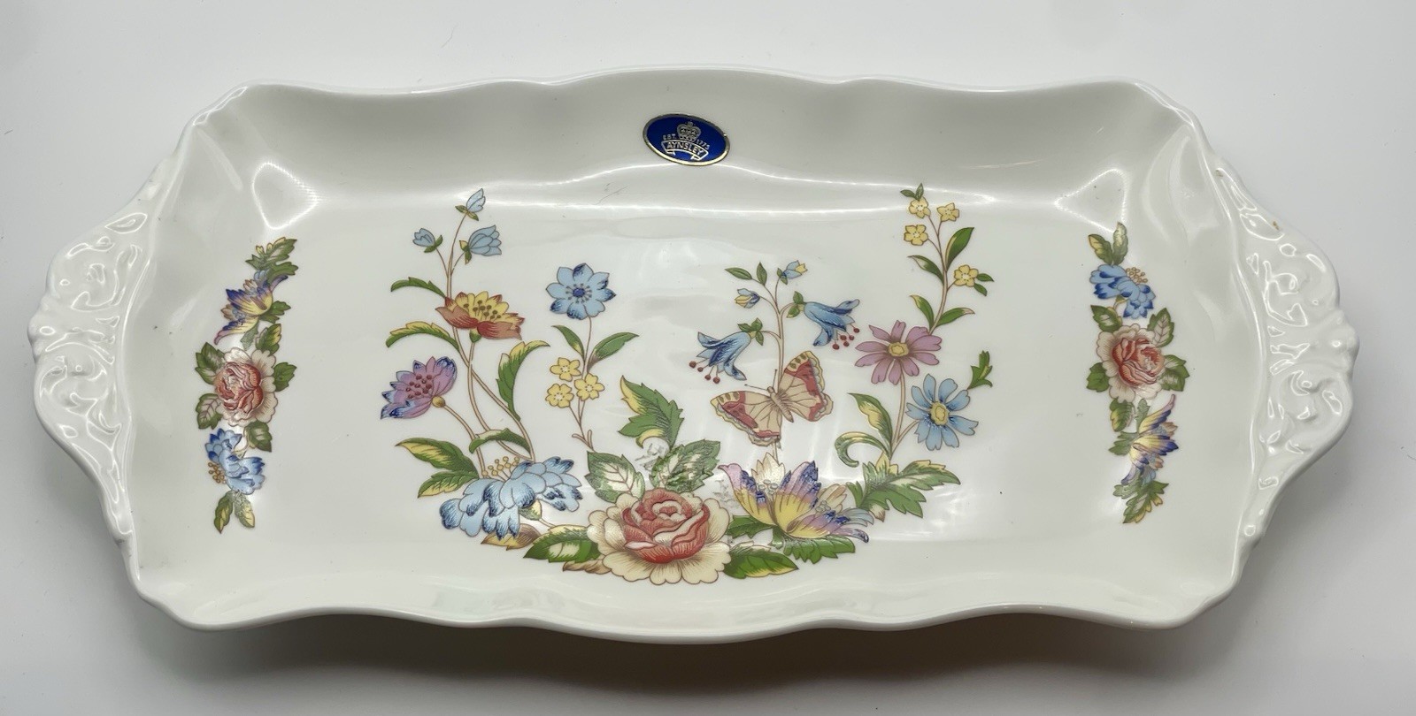 Aynsley “Cottage Garden” Rectangular Bone China Vintage Sandwich Tray 12.5”
