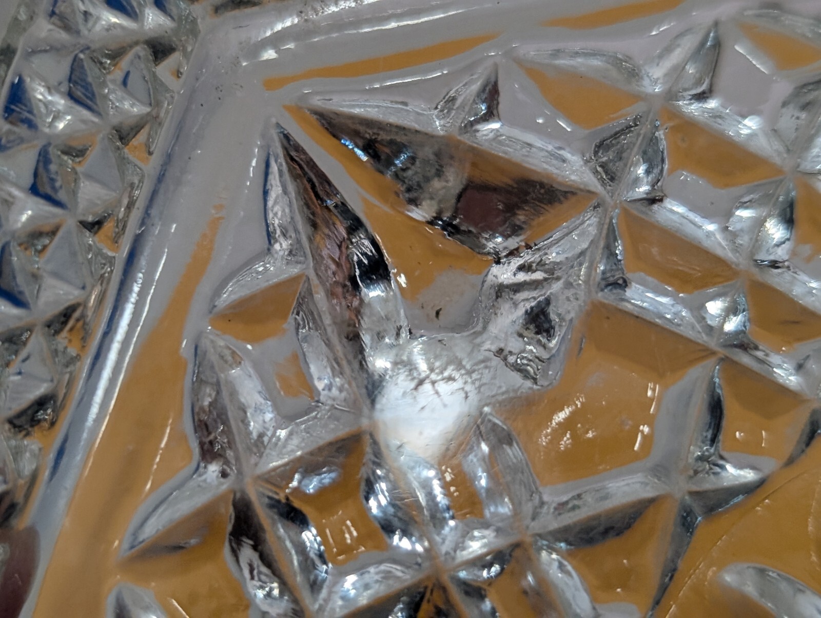 Anchor Hocking 3 Footed Hexagonal Glass Starburst Pattern Serving/Trinket Dish