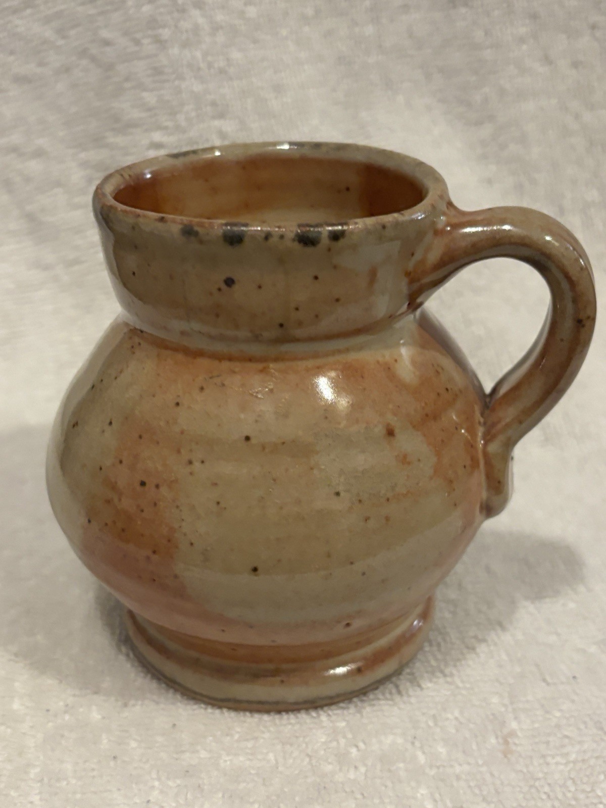 Stoneware Hand Thrown Coffee Mug Vintage, Glazed Gray, Blue, Tan, Rustic