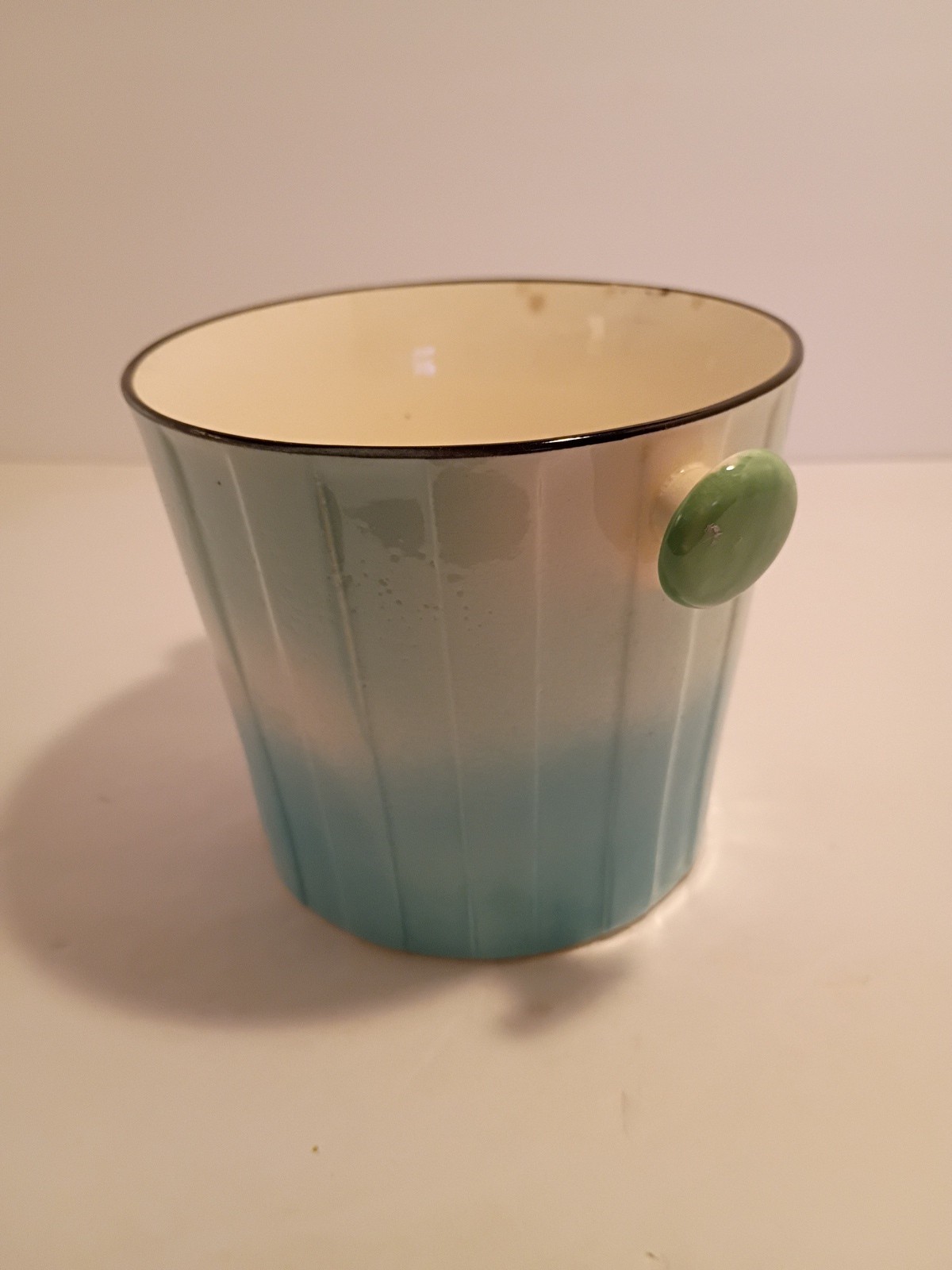 Vtg Lipper Mann Candy Dish Bucket Blue Candies Japan
