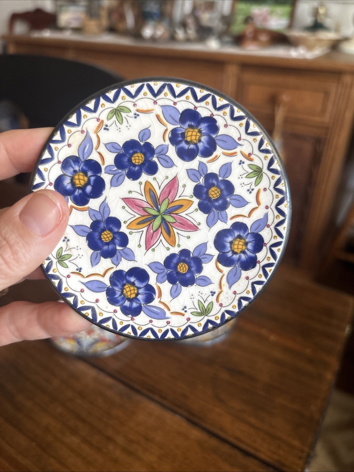3 VINTAGE CERAPLAT DECORATIVE FLORAL HANGING WALL PLATES SPAIN HAND PAINTED 3.5”