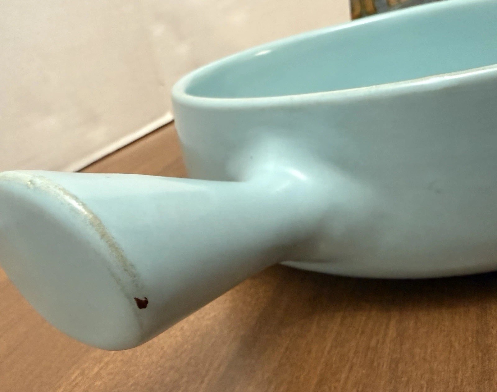 Vtg La Solana Pottery Handled Soup Bowl Teal Blue Matte Ovenware