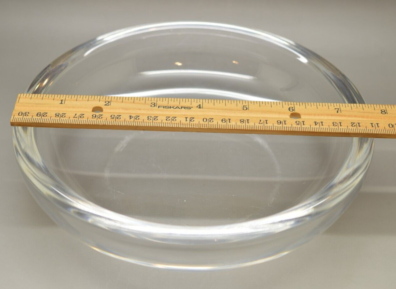 MCM Modernist Val St Lambert Crystal Heavy Handblown Art Glass Bowl Signed 7.5″