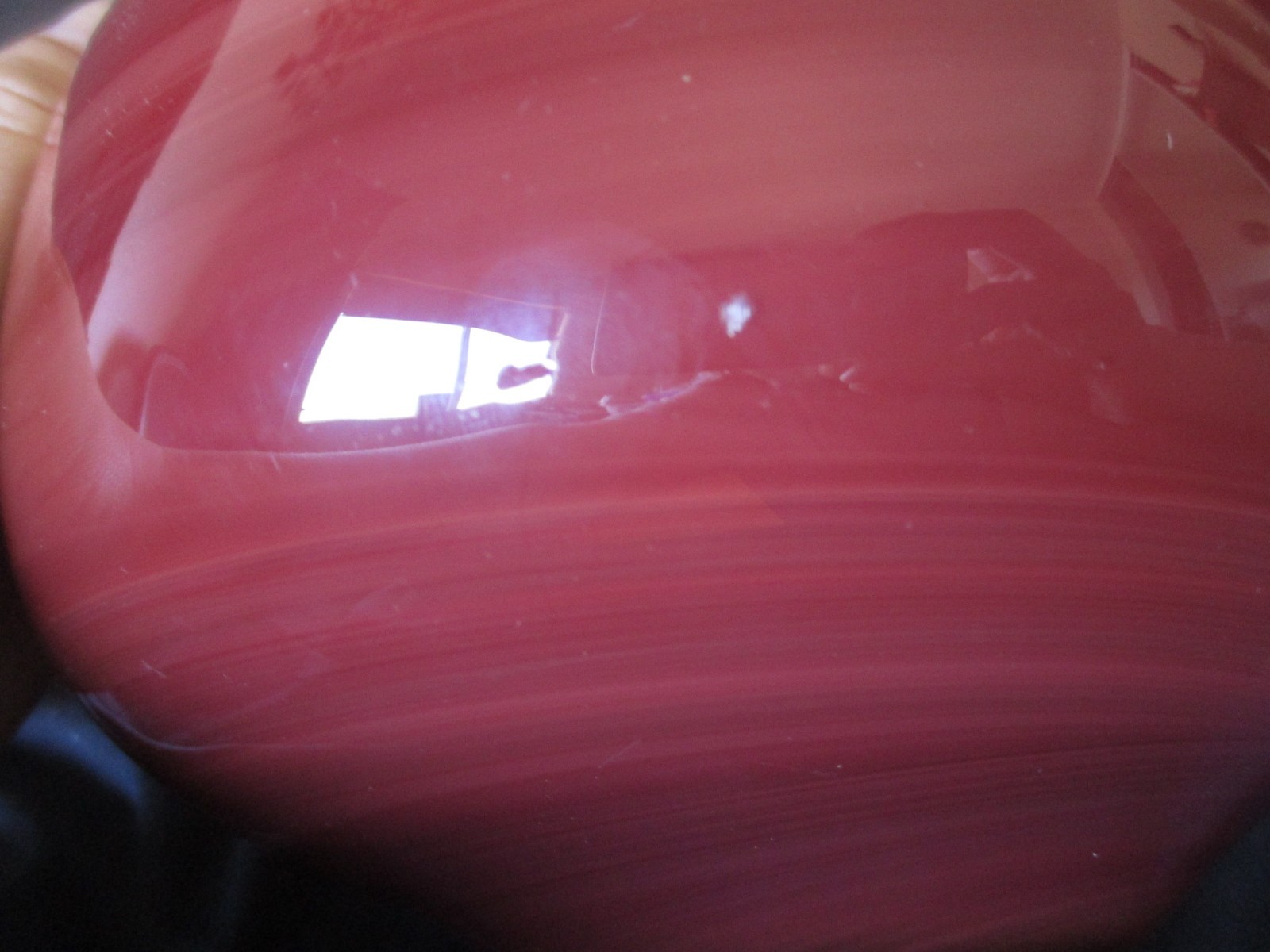 Baker O’Brien Studio 1997 Studio Art Hand Blown Red Swirl Glass Bowl