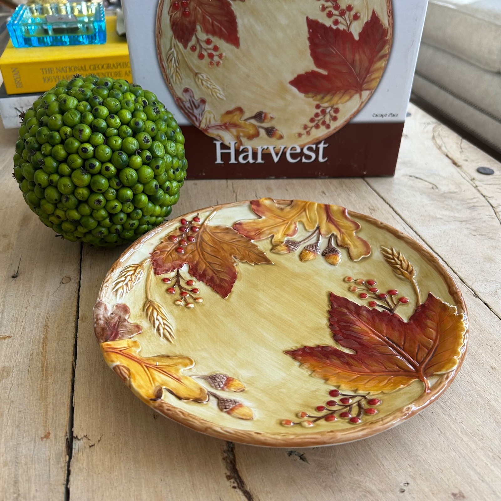 Fitz and Floyd Classics Harvest Gourmet Canape Plate Acorns Thanksgiving Fall