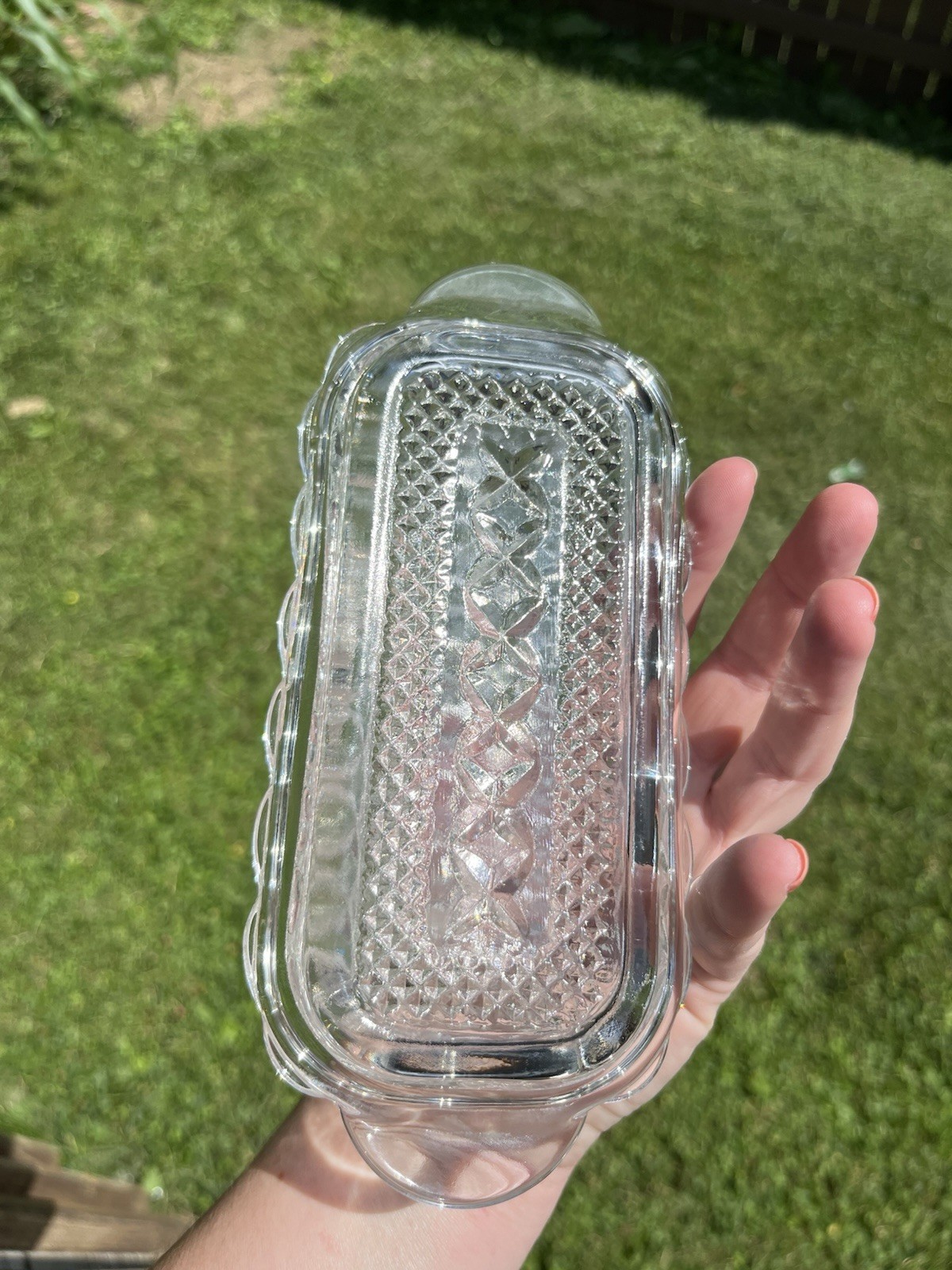 Vintage Anchor Hocking “Wexford” Clear Pressed Glass Covered Butter Dish