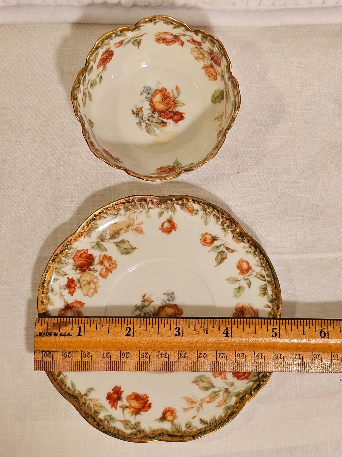 Ramekins, vintage china, set of three (3), Haviland sampler trio
