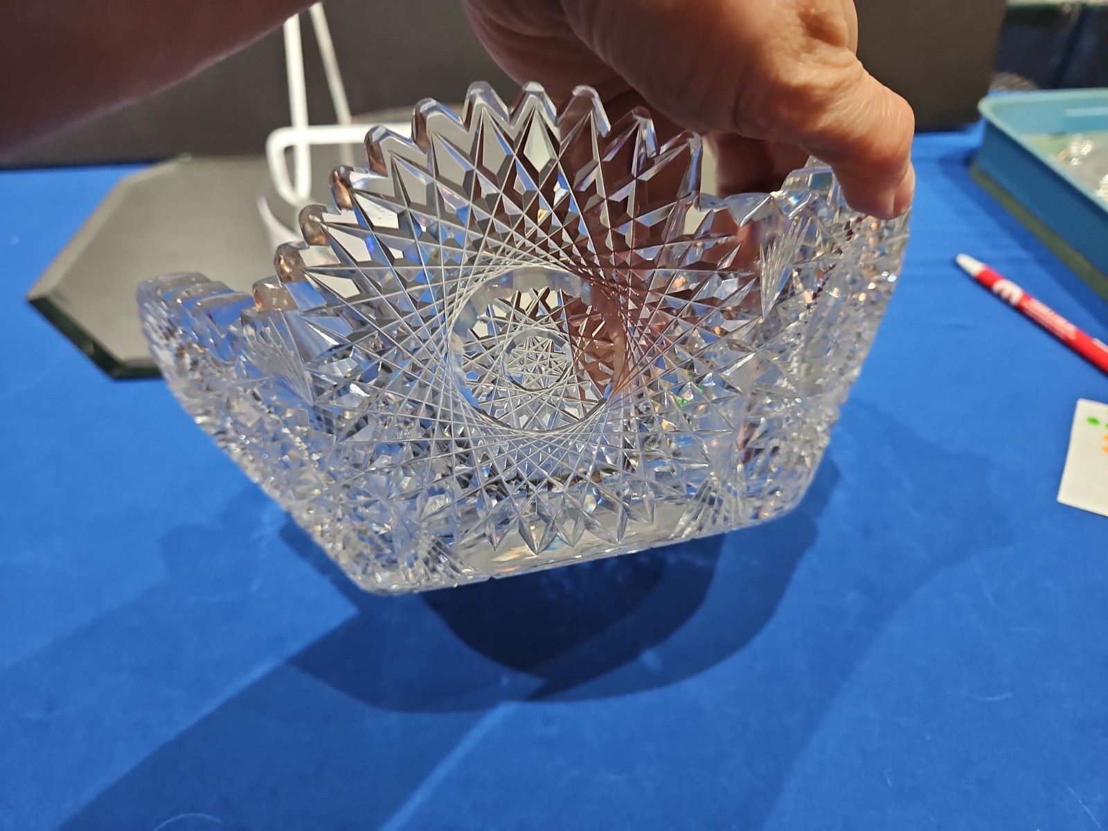 Extra Thick Bowl c.1900 American Brilliant Period Cut Glass Crystal Krantz Smith