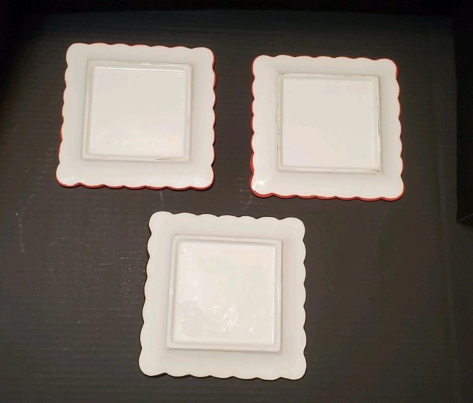 Dessert Cake Cupcakes Plates Square 8″ Stripes Dots Wall Decor Plate Set of 3