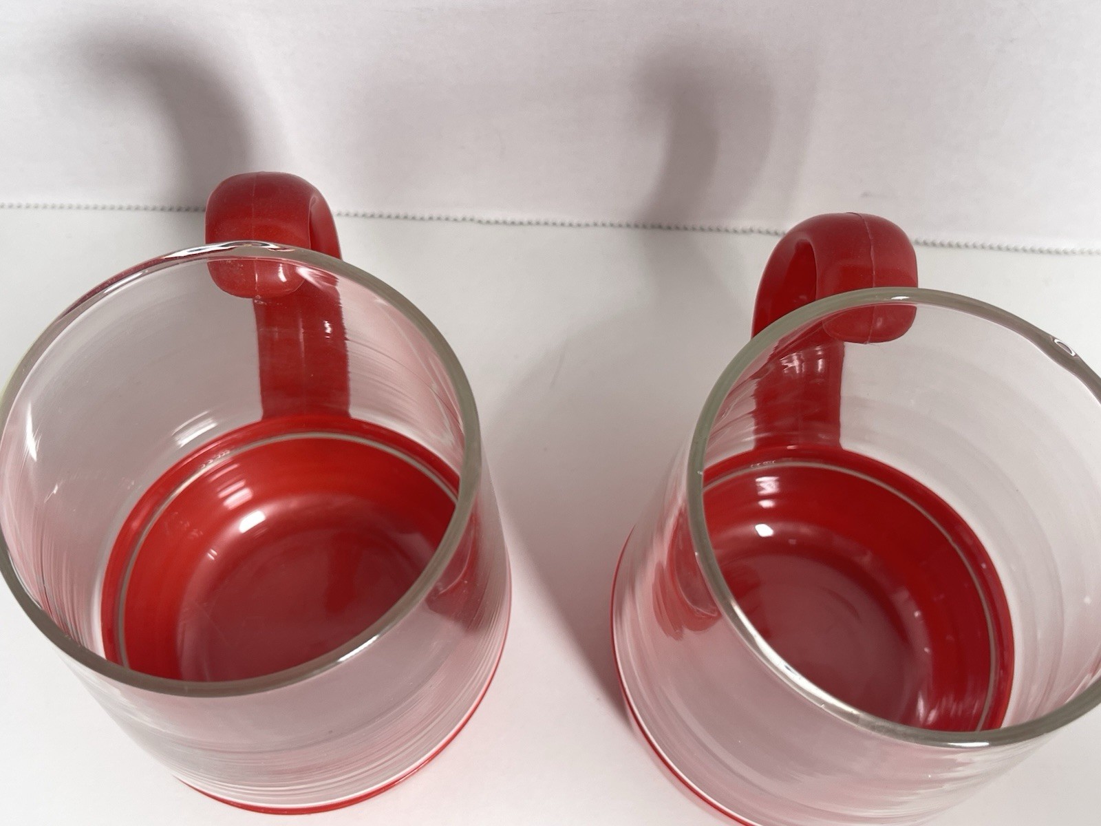 Pyrex Red Snap In Glass Cup Pyrexwear Mid Century Vintage Set Of 2