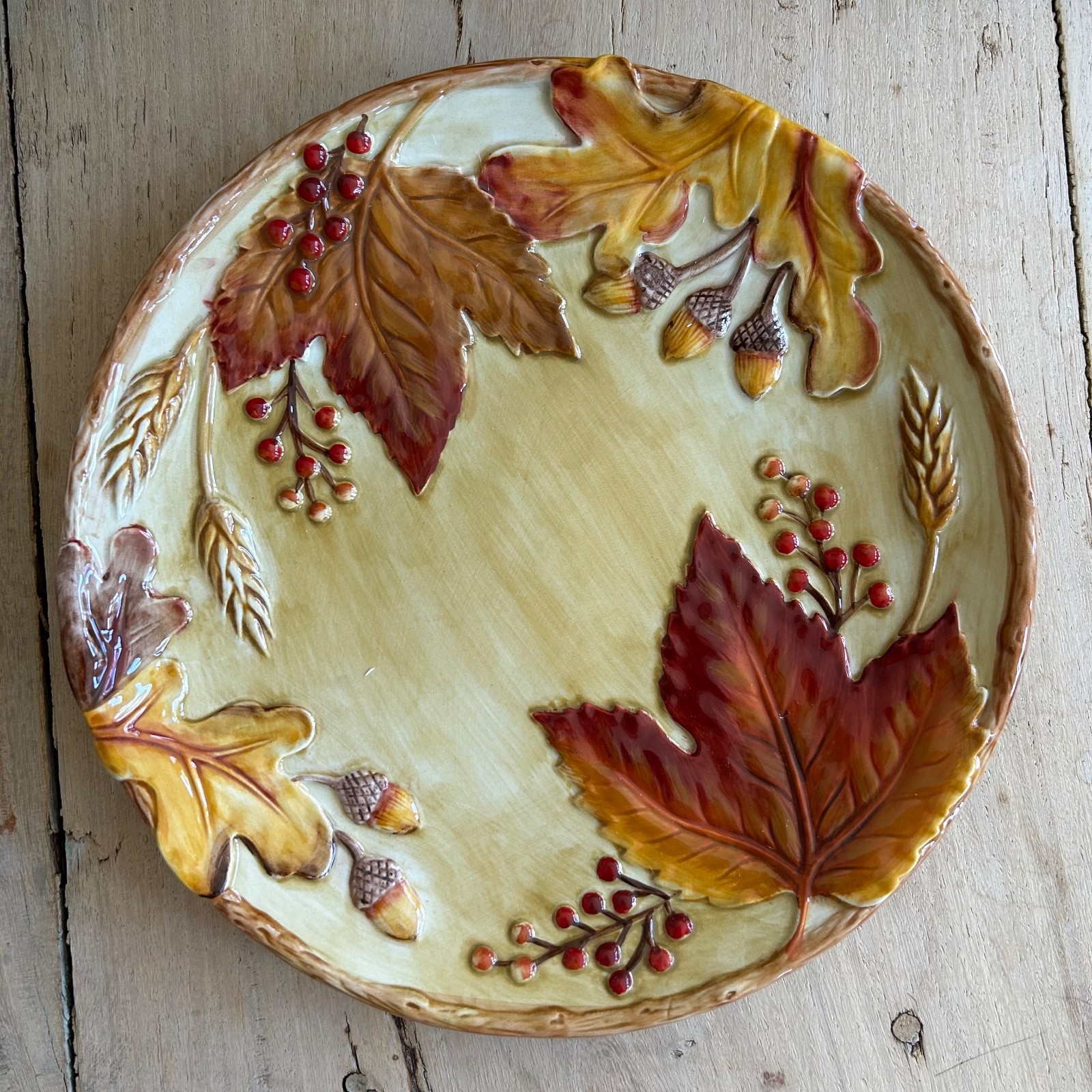 Fitz and Floyd Classics Harvest Gourmet Canape Plate Acorns Thanksgiving Fall