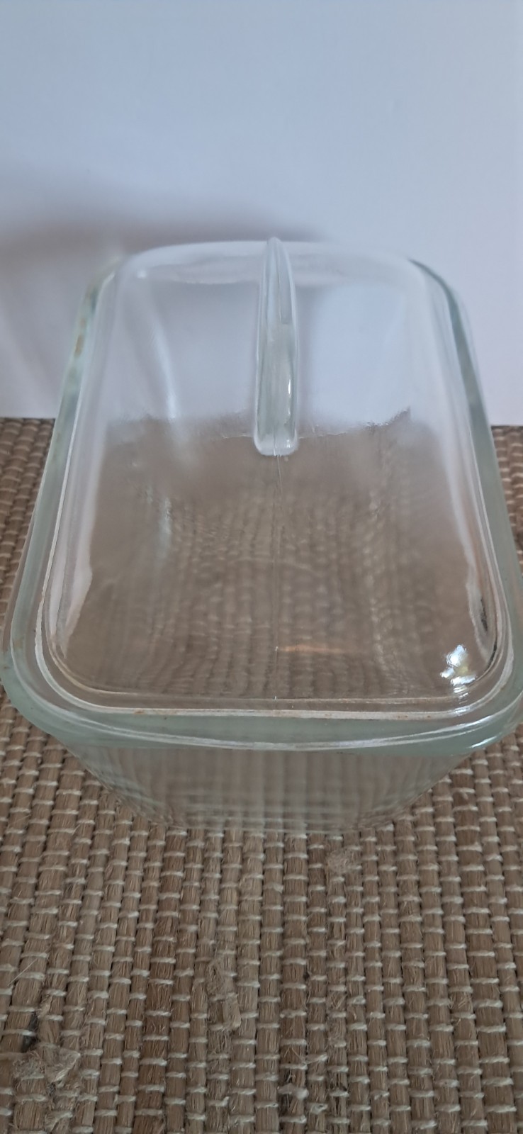 Vintage Clear Glasbake Art Deco Fin Lid Bread Casserole Lidded 1.5 Quart Dish