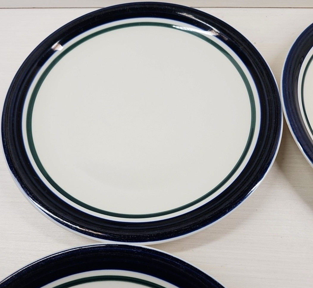 4 Tienshan Kitchen Basics Cobalt Green Dinner Plate Set Table Dining Dishes Lot