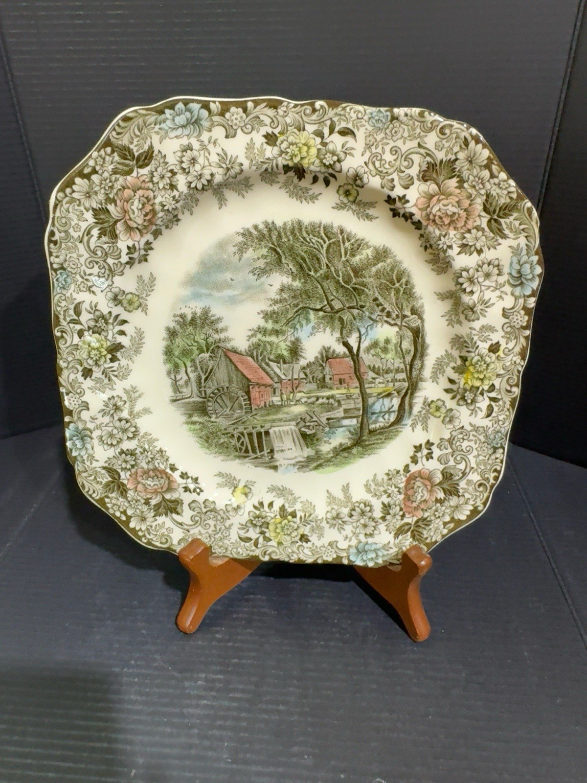 Johnson Bros Mill Stream Square Salad Plate 7.75” Made In England Transferware