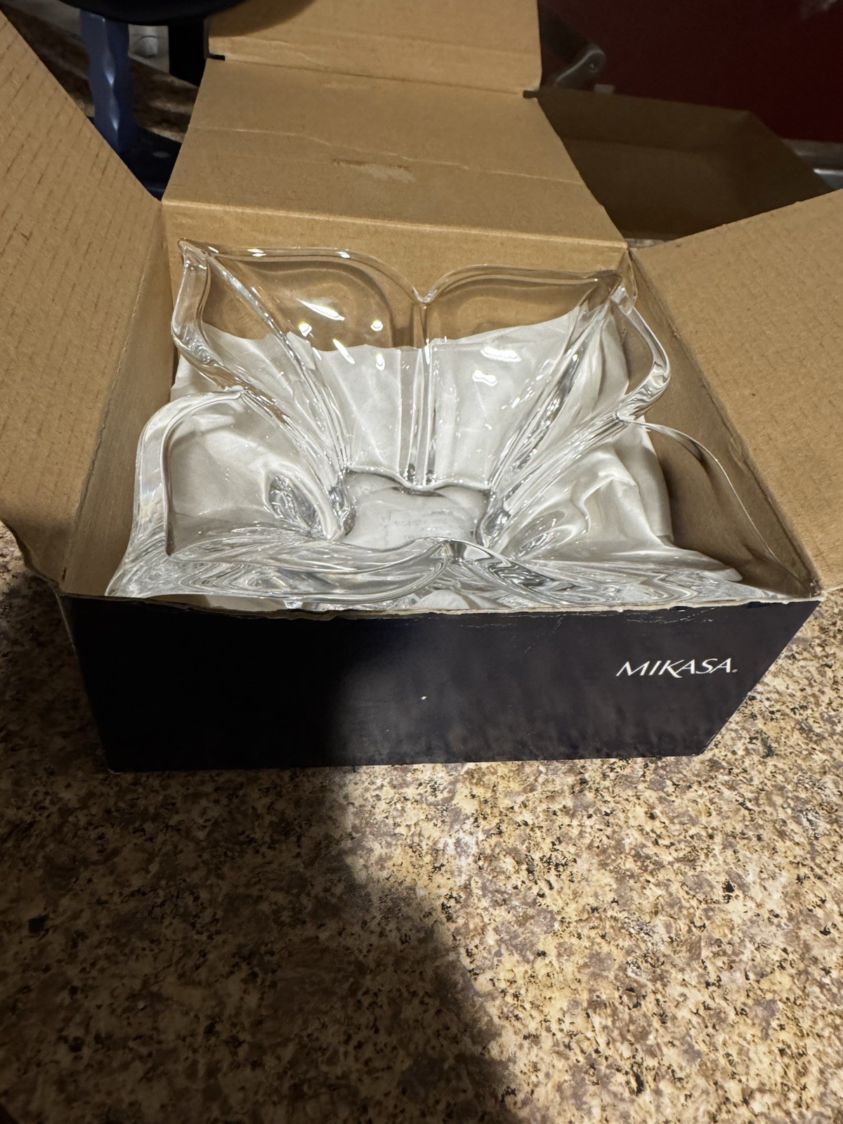 Mikasa Crystal Bowl Candy Dish FLORAL VT215/210 7″ GLASS NEW WITH BOX CZECH REP.