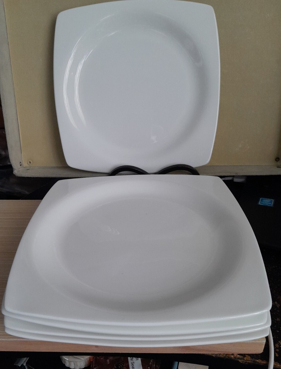 Godinger Elegant Dining Straight Square 8.25″ Salad Dessert Set of 5 Plates
