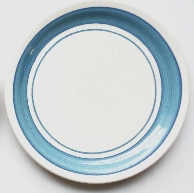 Shenango China Restaurant Ware Dinner Plates, Teal Blue Stripe Speckled – 9″ (2)