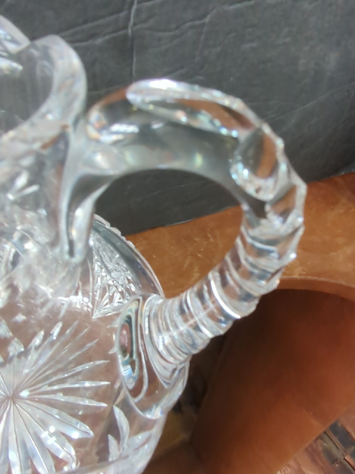 antique american brilliant cut glass Star Ball Pitcher Vase