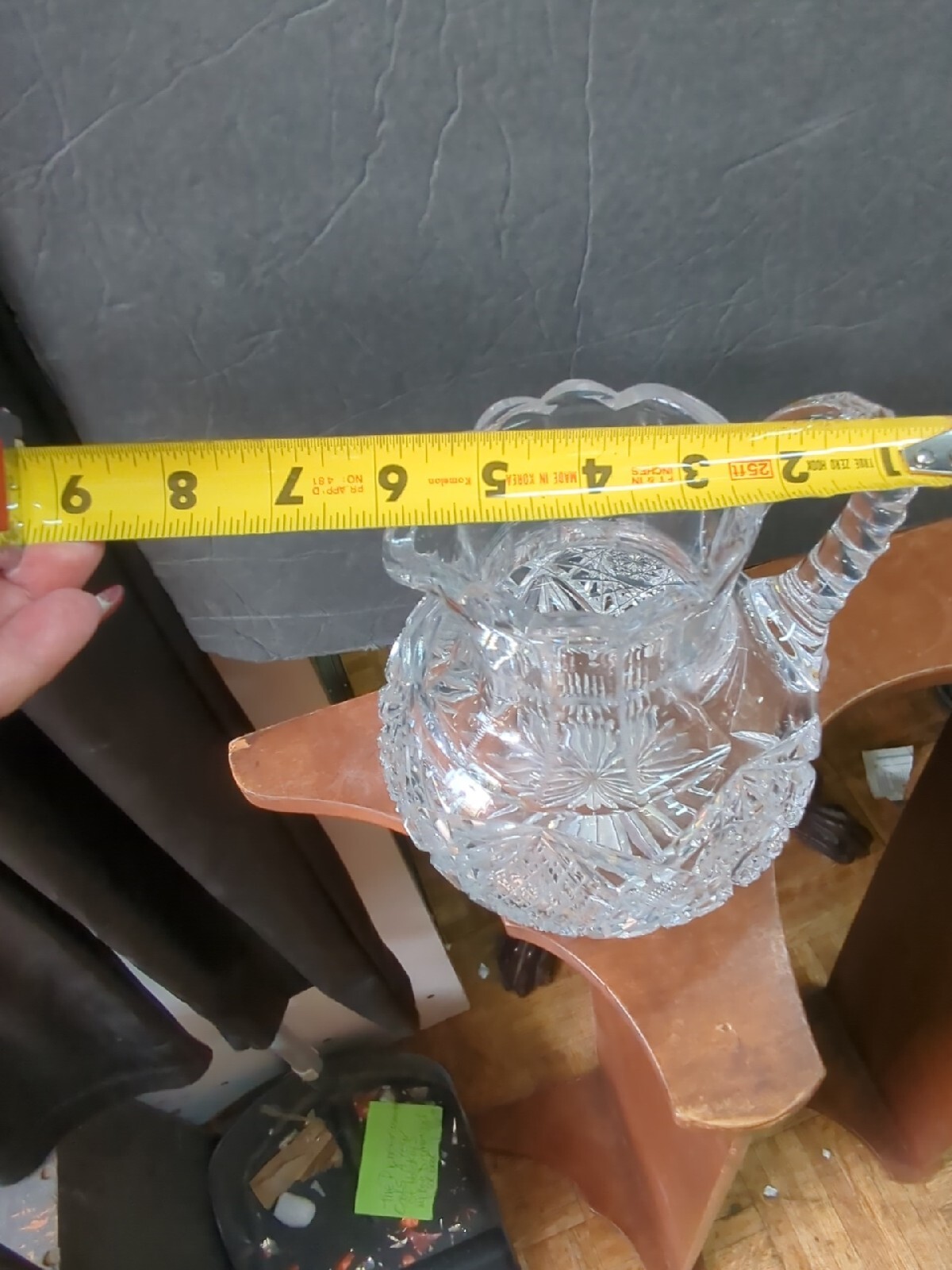 antique american brilliant cut glass Star Ball Pitcher Vase